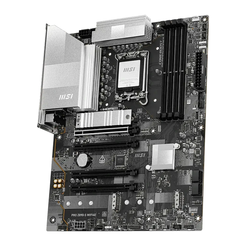 MSI PRO Z890-S WIFI6E Preto Prateado, kit completo: placa-mãe ATX ao lado da caixa de produto e antena WiFi incluída - Item2