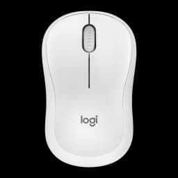 Logitech Rato M240 Silent Bluetooth Branco, vista superior: roda de scroll cinza e logótipo logi visíveis