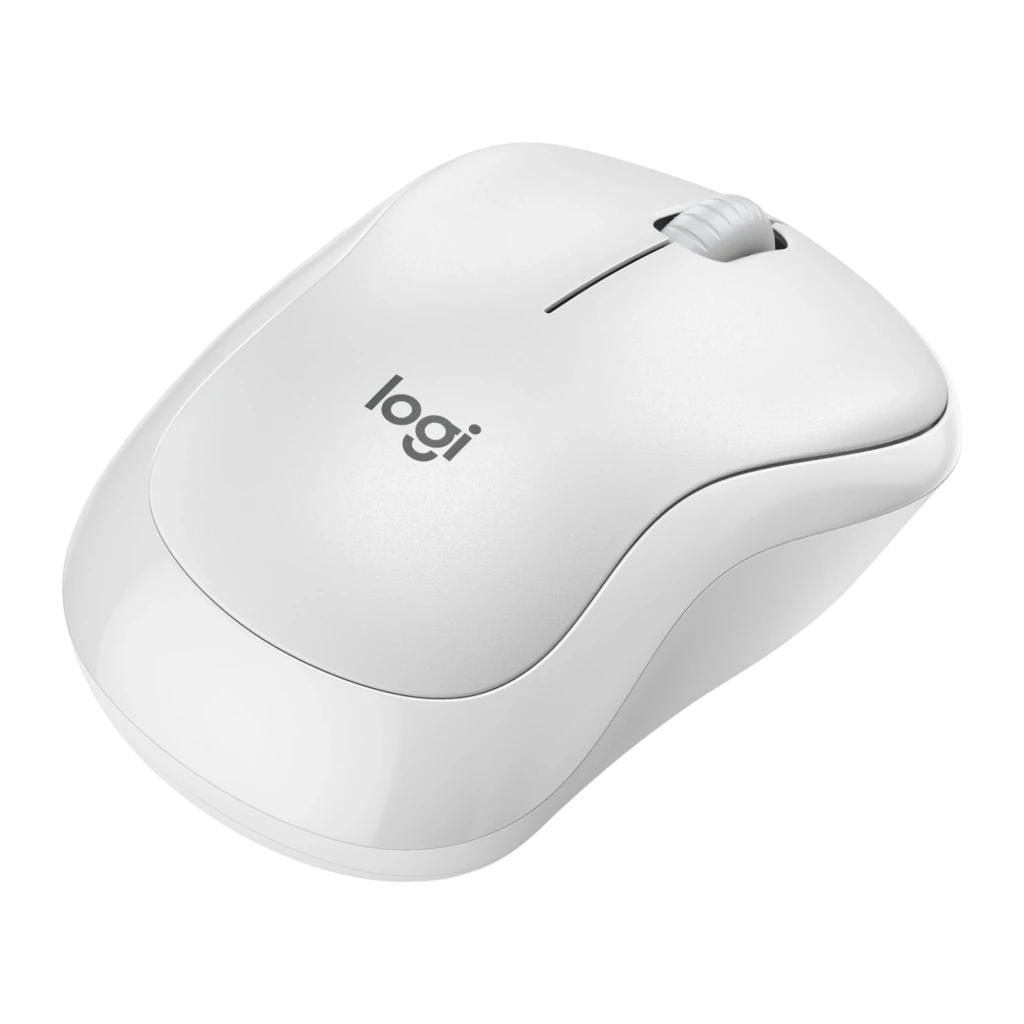 Logitech Ratón M240 Silent Bluetooth Blanco, vista superior: rueda de scroll gris y logo logi visibles - Ítem1