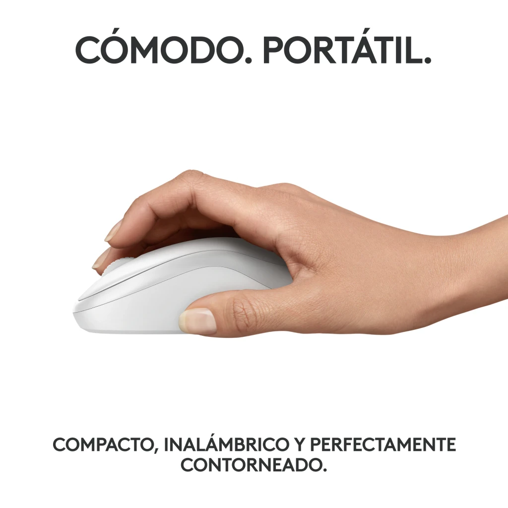 Logitech Ratón M240 Silent Bluetooth Blanco, vista superior: rueda de scroll gris y logo logi visibles - Ítem6