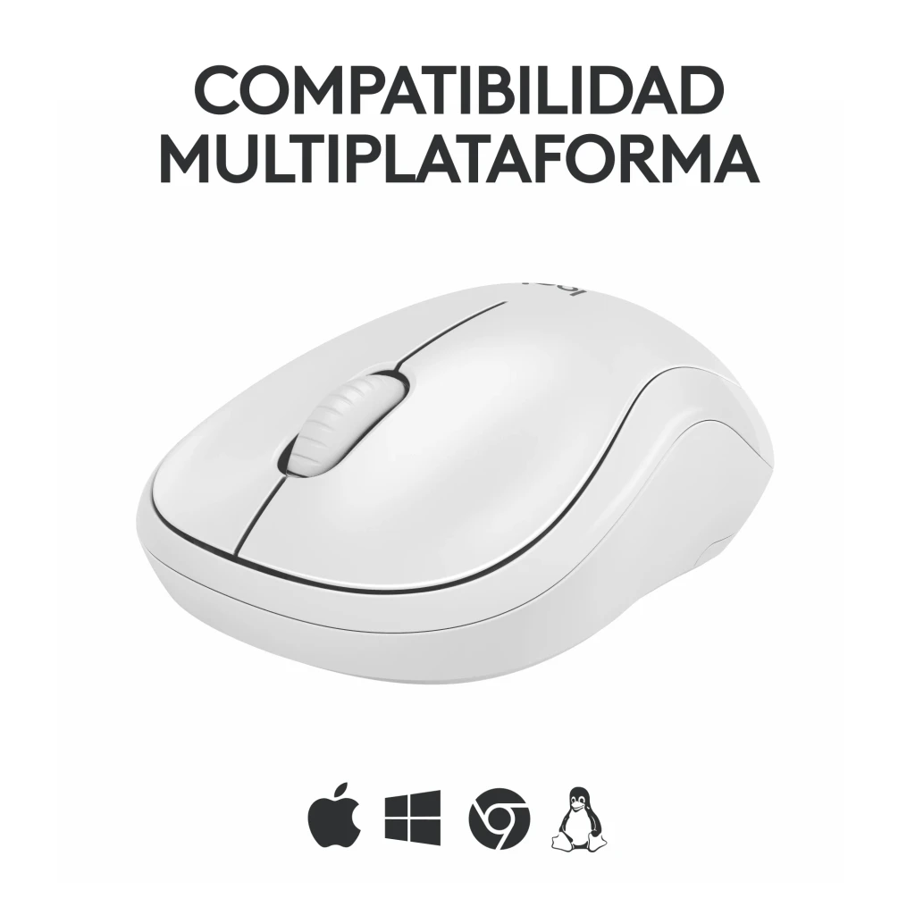Logitech Ratón M240 Silent Bluetooth Blanco, vista superior: rueda de scroll gris y logo logi visibles - Ítem8