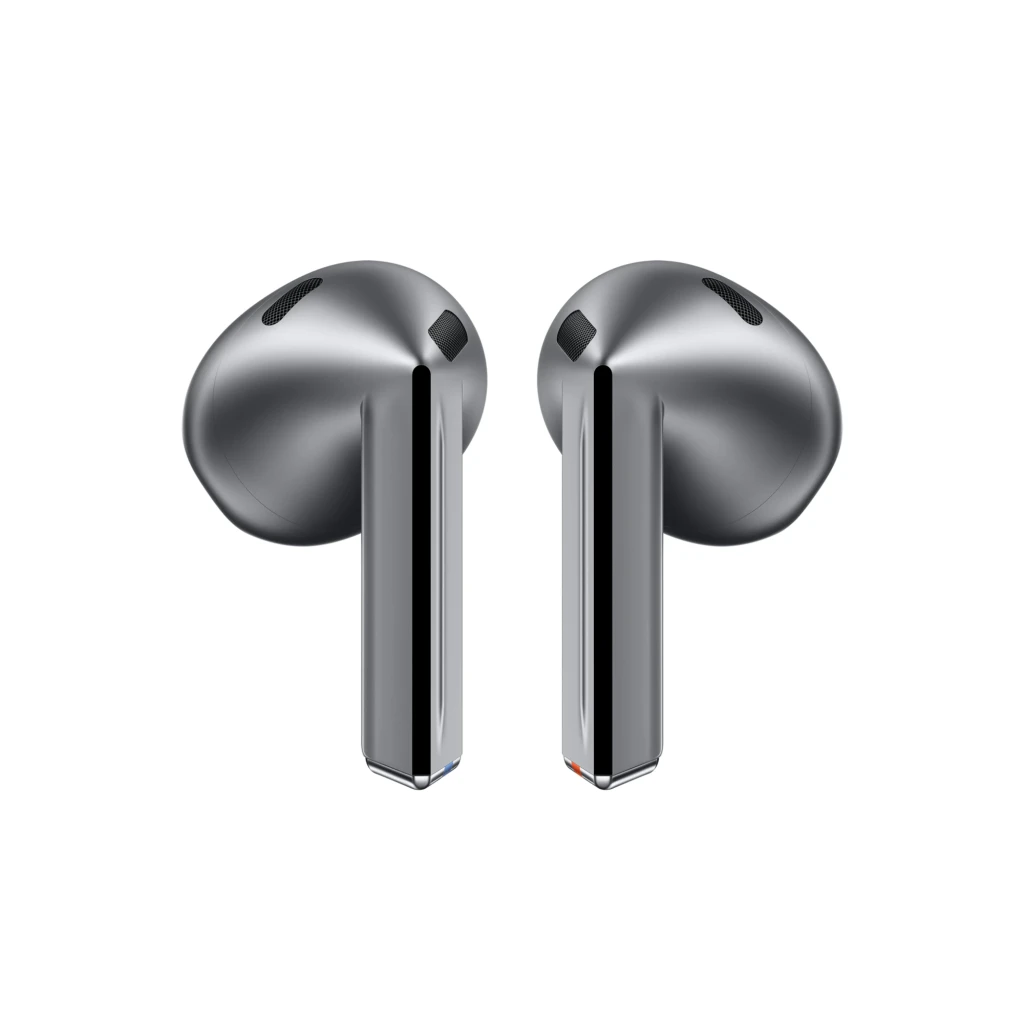 Samsung Galaxy Buds3 Graphite gris, vue avant: étui ouvert avec les deux écouteurs et logo Samsung - Ítem2