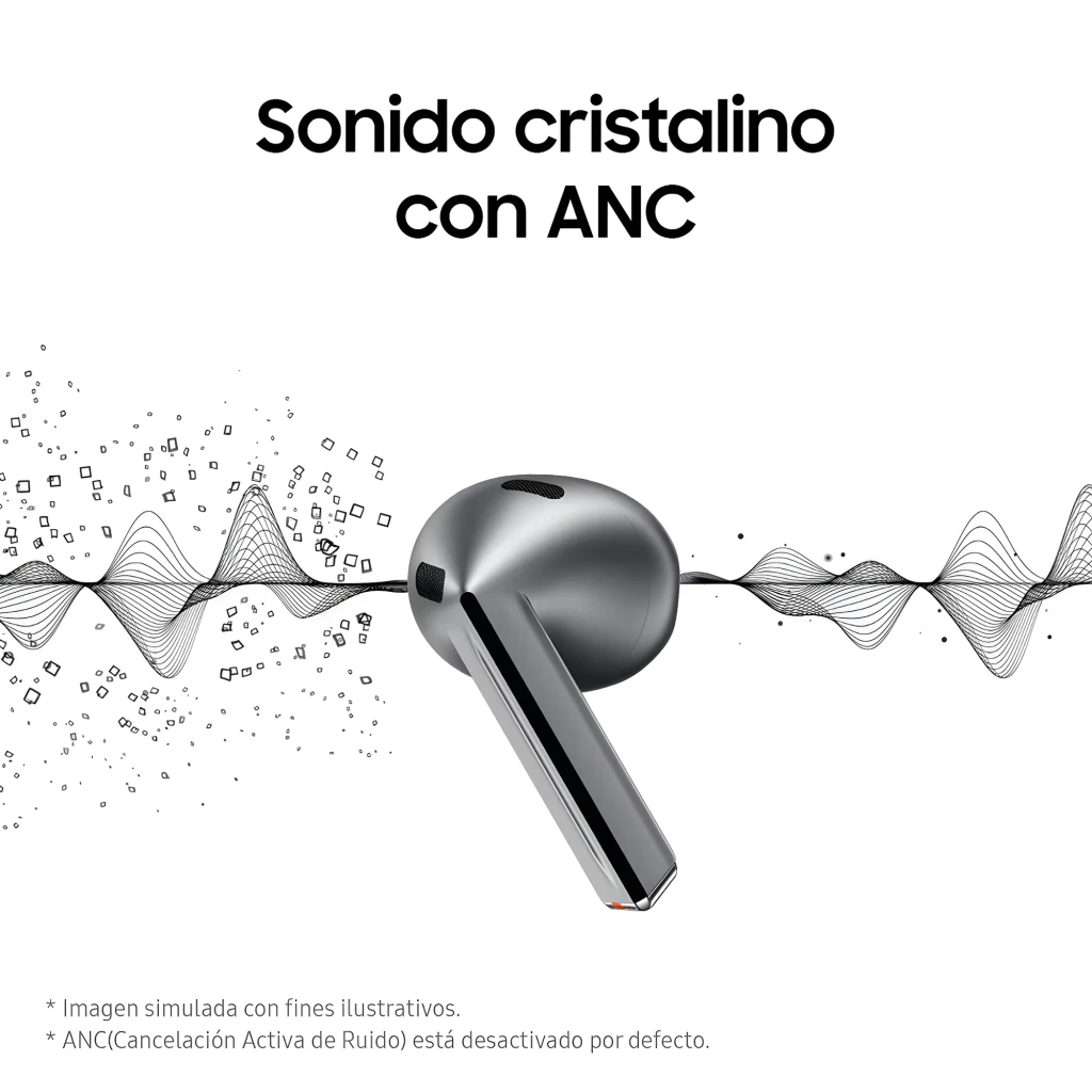 Samsung Galaxy Buds3 Graphite gris, vue avant: étui ouvert avec les deux écouteurs et logo Samsung - Ítem6