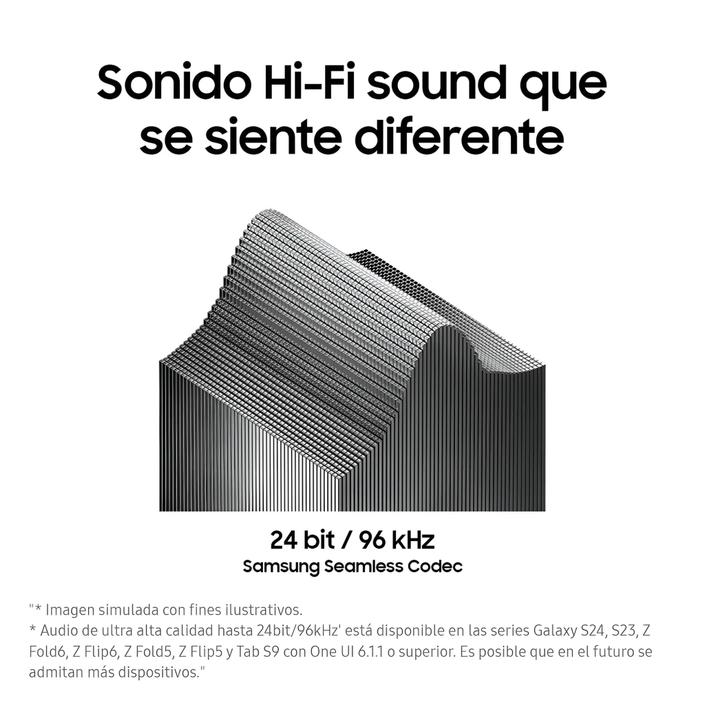 Samsung Galaxy Buds3 Graphite gris, vue avant: étui ouvert avec les deux écouteurs et logo Samsung - Ítem7