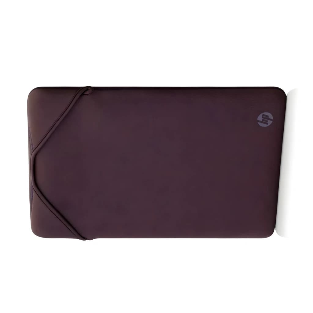 HP Housse Protective Reversible 15,6" Mauve, vue dessus: face extérieure violette avec logo HP et fermeture diagonale