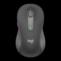 Logitech Rato Signature M650 L for Business Grafite, vista superior: roda de deslocamento, LED verde e logótipo logi visíveis
