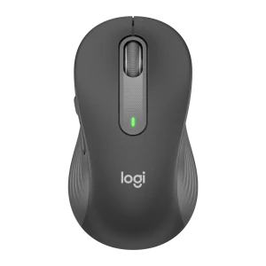 Logitech Ratón Signature M650 L for Business Grafito, vista superior: rueda de desplazamiento, LED verde y logo logi visibles