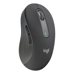 Logitech Rato Signature M650 L for Business Grafite, vista lateral: roda de deslocamento, indicador LED verde e textura