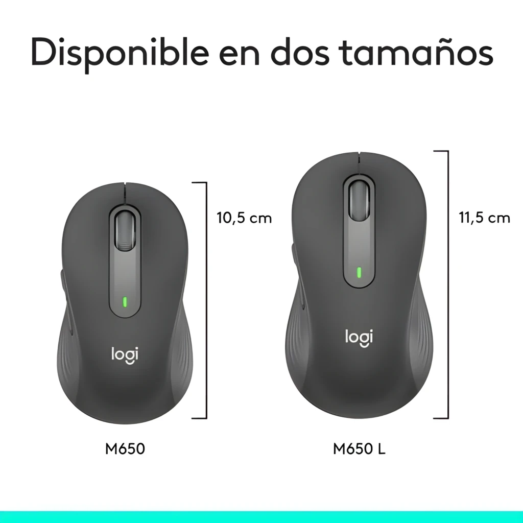 Logitech Ratón Signature M650 L for Business Grafito, vista superior: rueda de desplazamiento, LED verde y logo logi visibles - Ítem5