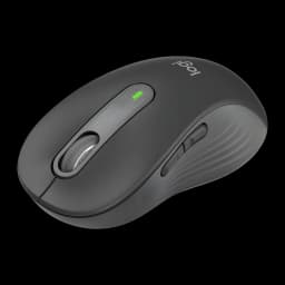 Logitech Rato Signature M650 L for Business Grafite, vista superior em ângulo: SmartWheel, botão central verde e textura