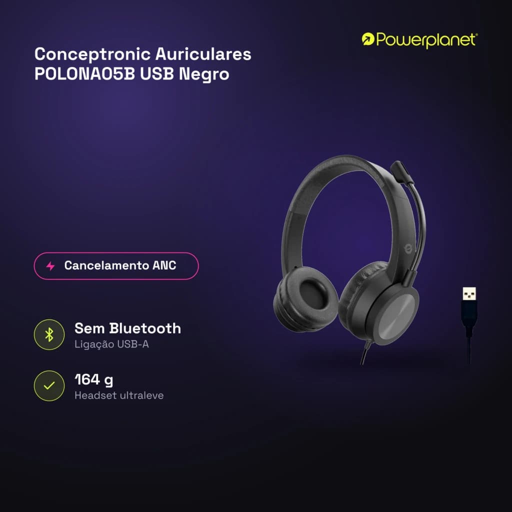 Conceptronic Auriculares POLONA05B USB Negro - características