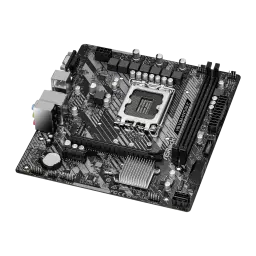 ASRock H610M-HVS/M.2 R2.0 microATX 64GB, vue en perspective: angle isométrique montrant socket, I/O et dissipateur