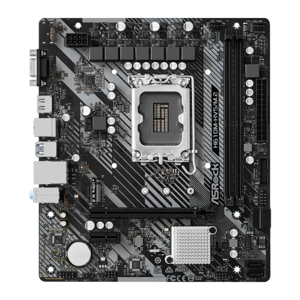 ASRock H610M-HVS/M.2 R2.0 microATX, placa-mãe com caixa: socket LGA1700, slots DDR4 e caixa azul - Item1