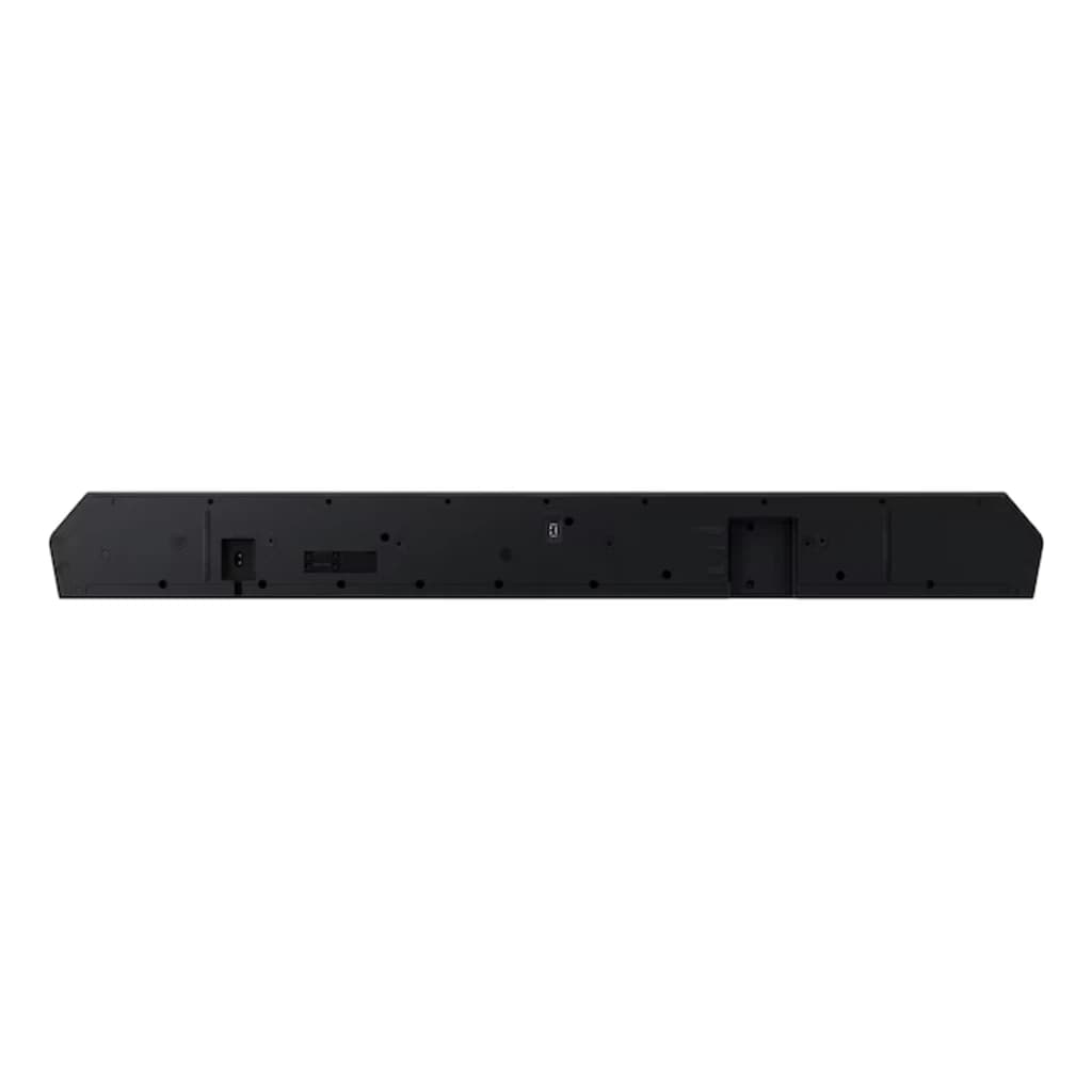Samsung Barre de son HW-Q800F Noir, vue arrière: panneau arrière noir avec connecteurs et orifices de fixation