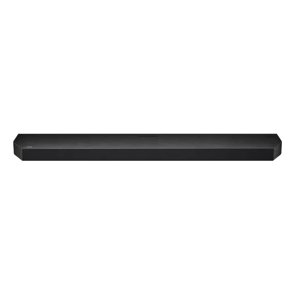 Samsung Barre de son HW-Q800F Noir, vue de face: profil horizontal complet avec grille latérale et finition mate