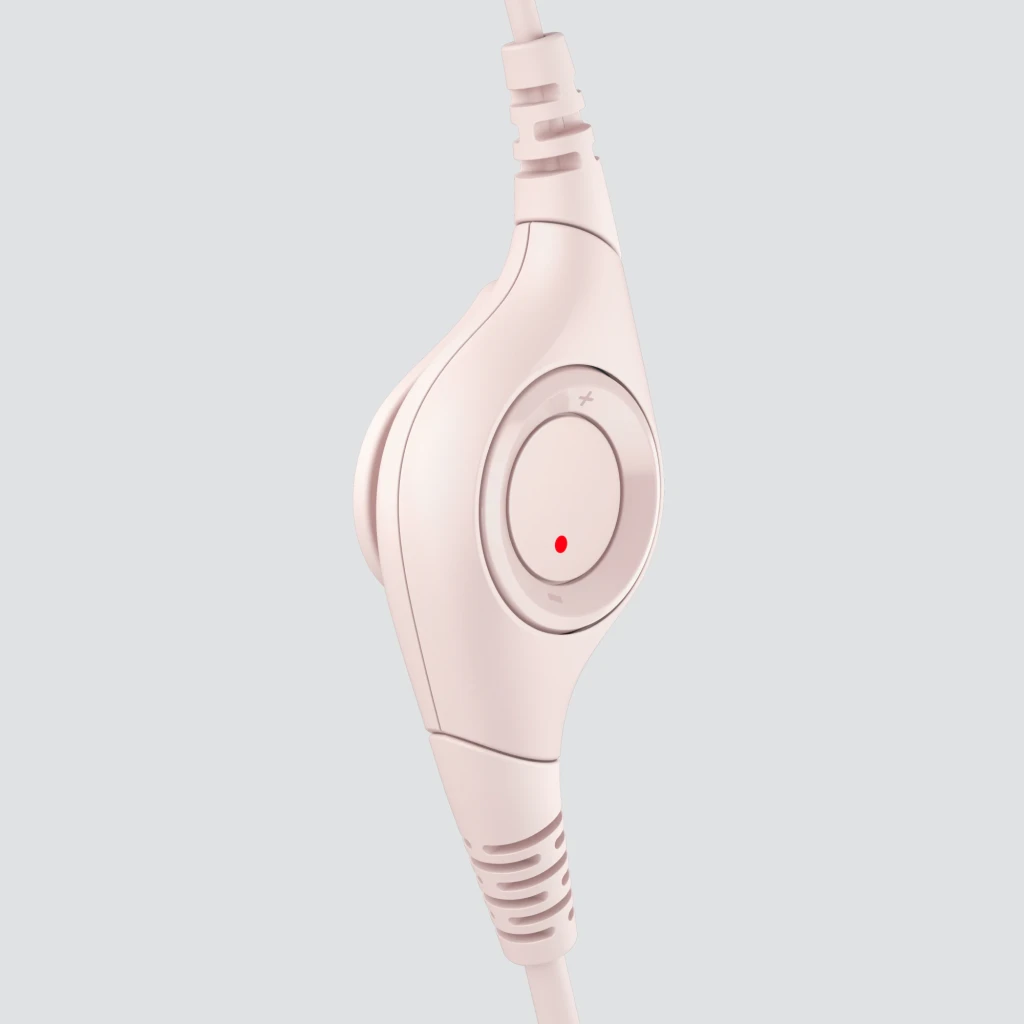 Logitech Auriculares H390 USB Rosa, vista frontal en ángulo: diadema, almohadillas y micrófono flexible con cable - Ítem2