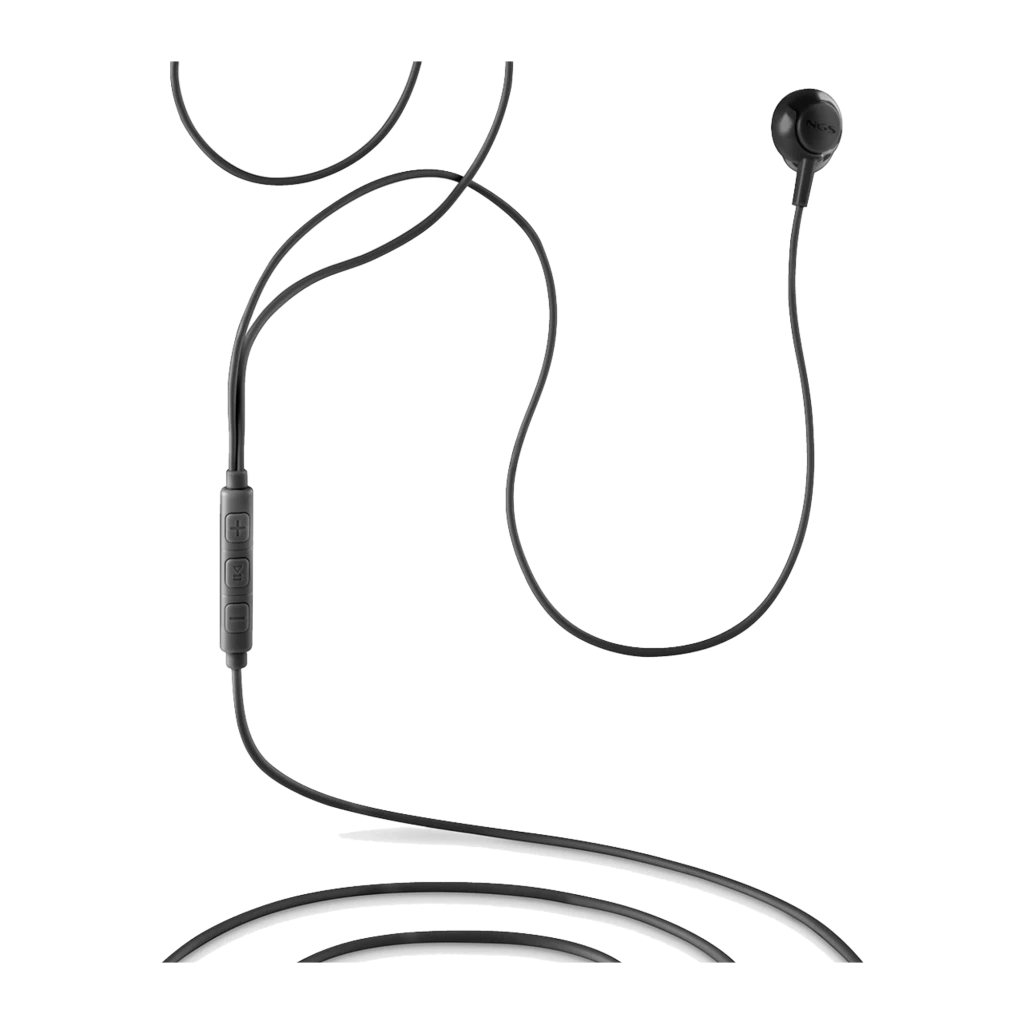 NGS Cross Drift noir, vue détail: écouteurs in-ear avec télécommande en ligne, trois boutons et jack 3.5mm doré - Ítem3
