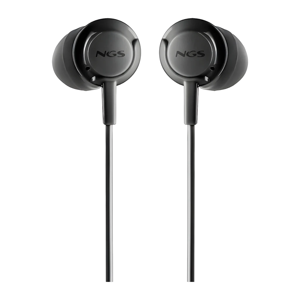 NGS Cross Drift noir, vue détail: écouteurs in-ear avec télécommande en ligne, trois boutons et jack 3.5mm doré - Ítem2