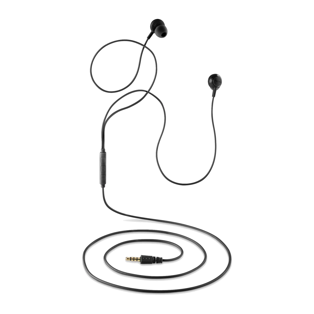 NGS Cross Drift noir, vue détail: écouteurs in-ear avec télécommande en ligne, trois boutons et jack 3.5mm doré - Ítem1