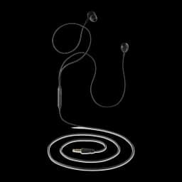 NGS Cross Drift noir, vue complète: écouteurs intra-auriculaires avec câble, télécommande en ligne et jack 3.5mm enroulé