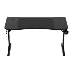 Huzaro Mesa gaming Hero 3.6 Negro, vista frontal: tablero bicolor con zona central elevada, patas en Z y portavasos