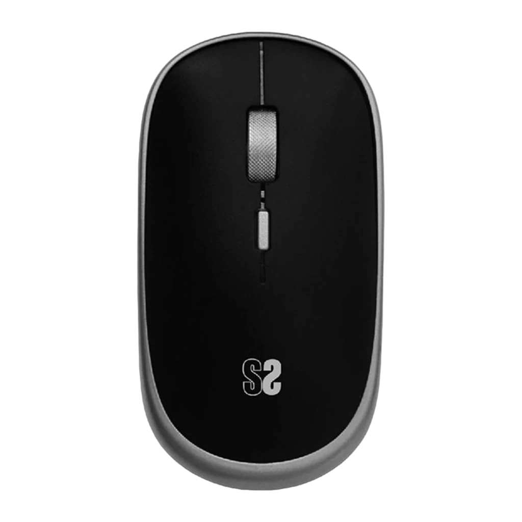 Ratón Subblim Wireless Mini Mouse 2.4GHz negro mate con laterales plateados, rueda texturizada metálica, clic silencioso y diseño compacto ergonómico - Ítem1