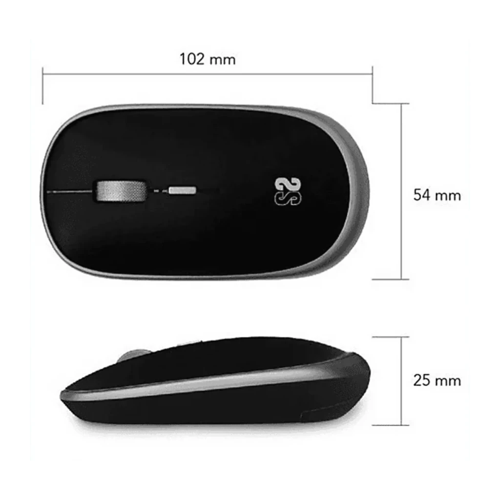 Ratón Subblim Wireless Mini Mouse 2.4GHz negro mate con laterales plateados, rueda texturizada metálica, clic silencioso y diseño compacto ergonómico - Ítem2