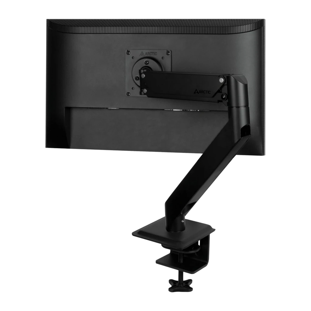 Arctic X1-3D Suporte braço articulado monitor Preto, vista frontal: braço completo com placa VESA, articulação e grampo de - Item2