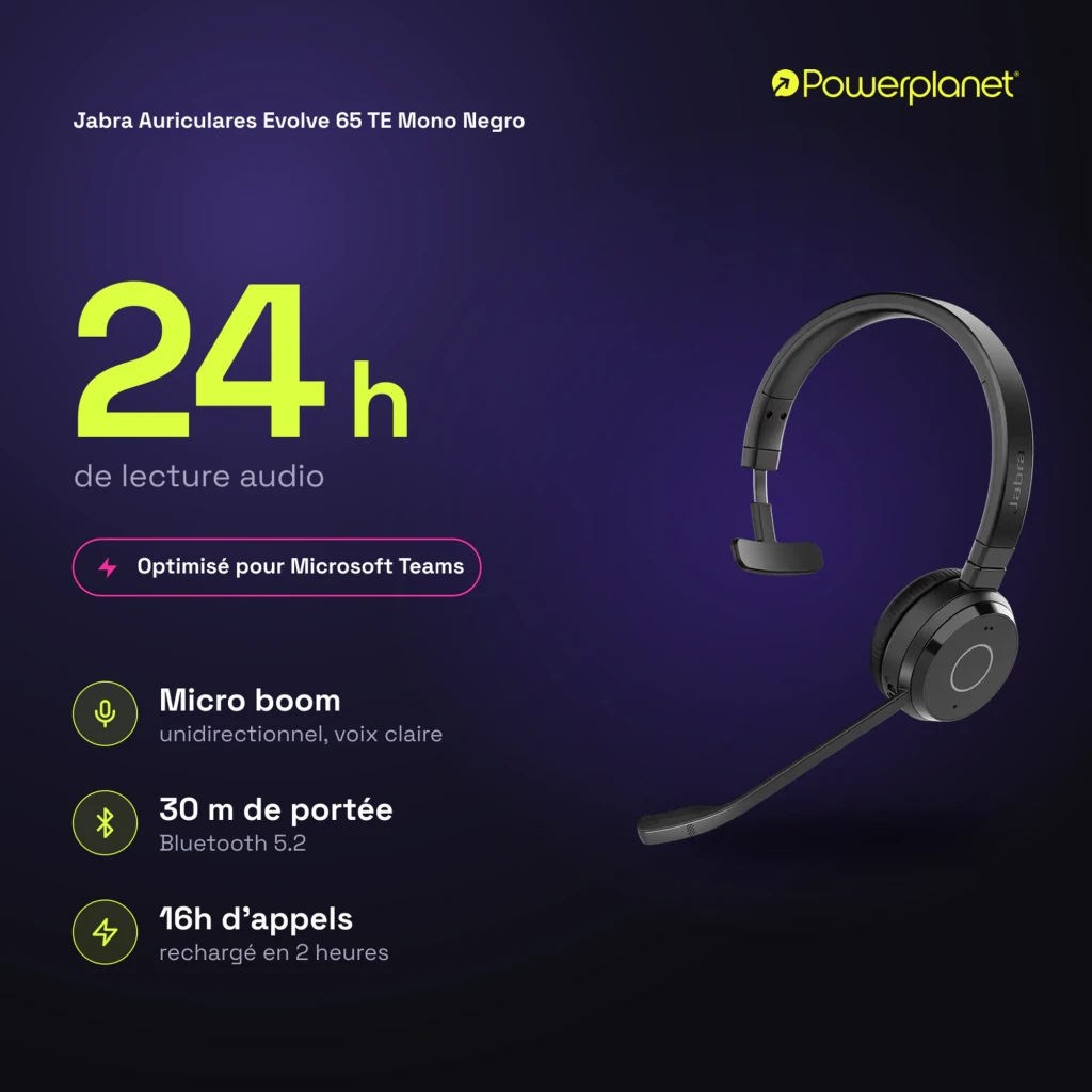 Jabra Evolve 65 TE Mono negro, kit con base: auricular sobre estación de carga con cable conectado - Ítem5