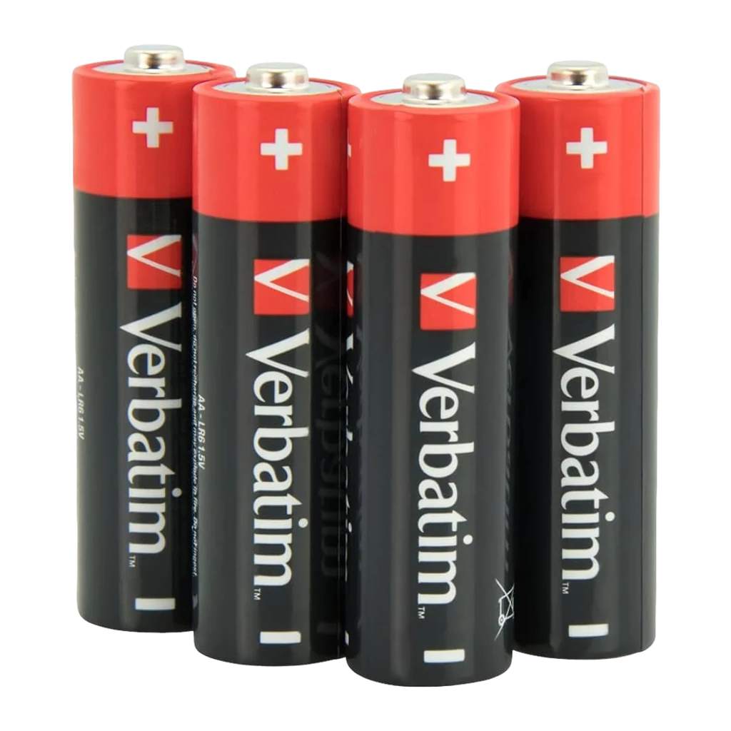 Verbatim Piles Alkaline AA LR6, vue ensemble: 24 piles en éventail et une pile à l'horizontale au premier plan - Ítem2