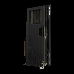 XFX Speedster Swift Radeon RX 9070 OC 16GB negro, vista lateral: backplate con relieve ondulado y conectores PCIe dorados