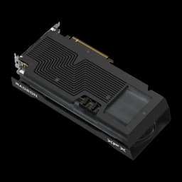 XFX Speedster Swift Radeon RX 9070 OC 16GB negro, vista trasera en ángulo: backplate, conector de alimentación y ventilador