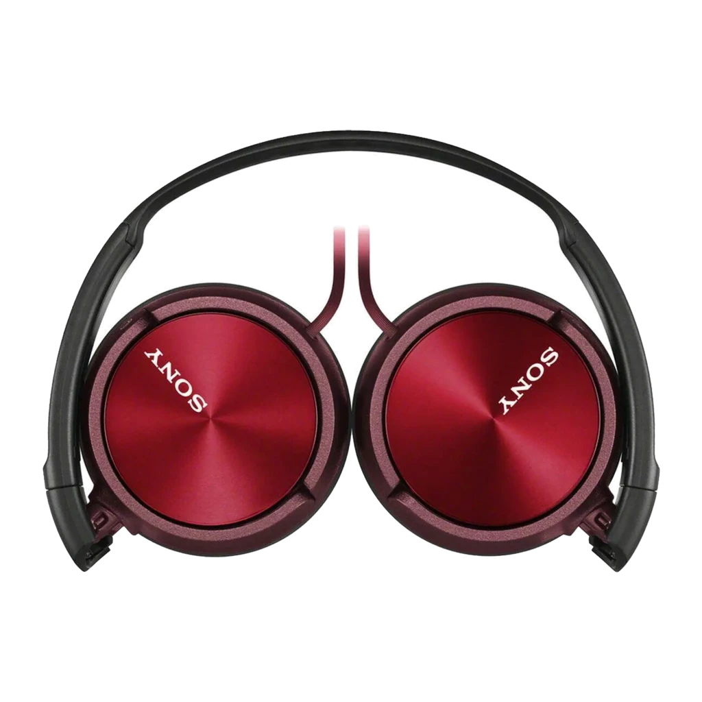 Sony MDR-ZX310 Vermelho, vista lateral: auscultadores supraaurais com concha vermelha metálica, arco preto e cabo vermelho - Item2