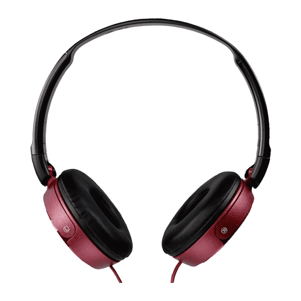 Sony MDR-ZX310 Vermelho, vista lateral: auscultadores supraaurais com concha vermelha metálica, arco preto e cabo vermelho - Item3
