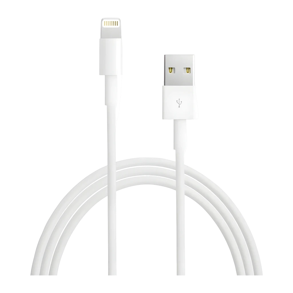 Apple Cabo Lightning para USB 0,5 m branco, vista frontal: conectores USB-A e Lightning visíveis, cabo enrolado sobre fundo - Item2
