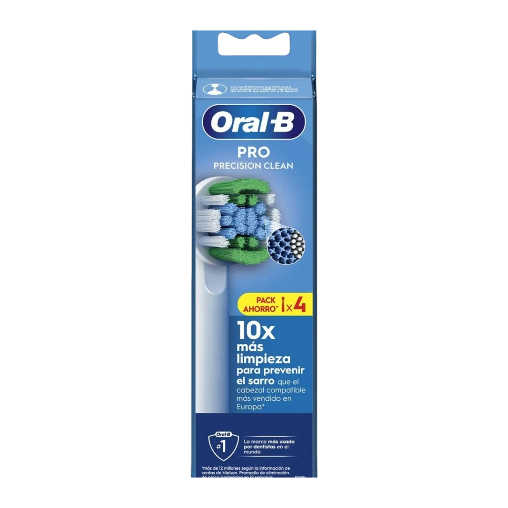 Oral-B Recambio Precision Clean EB20RX-4 4 unidades Blanco, pack: caja azul junto a 4 cabezales blancos con cerdas verdes - Ítem1