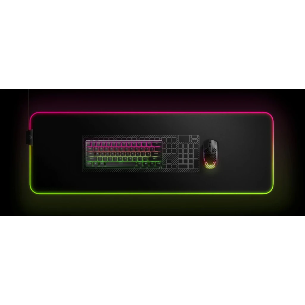 SteelSeries Apex Pro Mini Wireless preto, vista superior: retroiluminação RGB multicolor em layout compacto 60% QWERTY - Item4