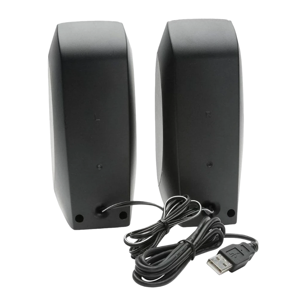 Logitech Altavoces S150 Digital USB negro, vista frontal: par de altavoces con rejilla textil, logo y cable USB - Ítem1