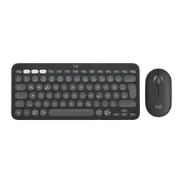 Logitech Pebble 2 Combo Graphite gris, vue de dessus: clavier compact à touches rondes et souris sans fil