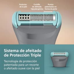 Philips BG3480/15 Série 3000 Gris, détail tête: système Triple Protection avec lame hypoallergénique et embouts en forme de