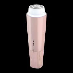 Philips Depiladora facial 5000 Series BRR454/00 Rosa, vista lateral: cabo rosa com logo, cabeça depilatória branca circular