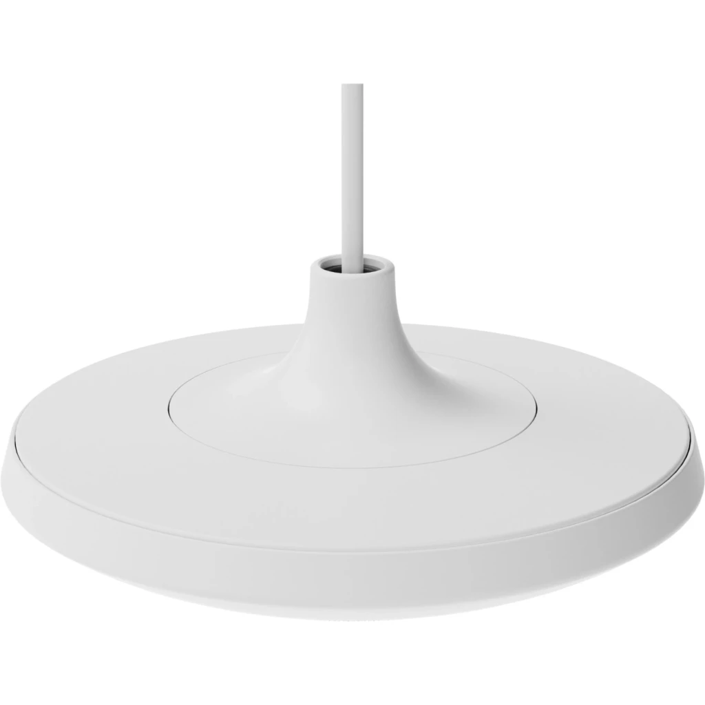 Logitech Support suspension plafond Rally Mic Pods blanc, vue inférieure: disque blanc avec grille textile et bouton - Ítem3