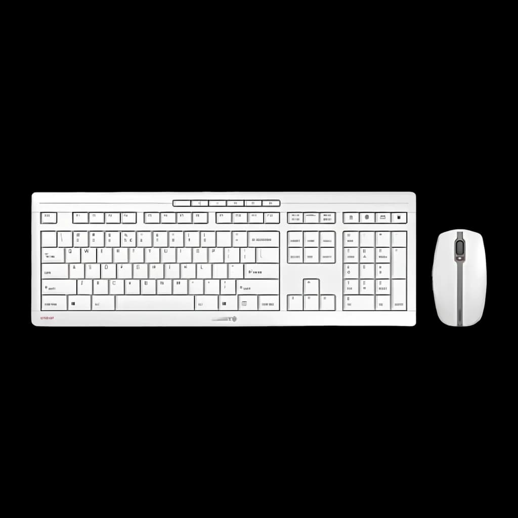 Cherry Stream Desktop Pale Gray gris, vue de dessus: clavier complet et souris sans fil gris clair avec accents gris