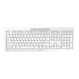 Cherry Stream Desktop Pale Gray gris, vue du dessus: clavier complet avec touches multimédia sur fond noir