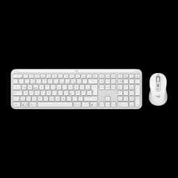 Logitech Signature Slim Combo MK950 Gris Claro, vista superior: teclado completo con teclado numérico y ratón inalámbrico