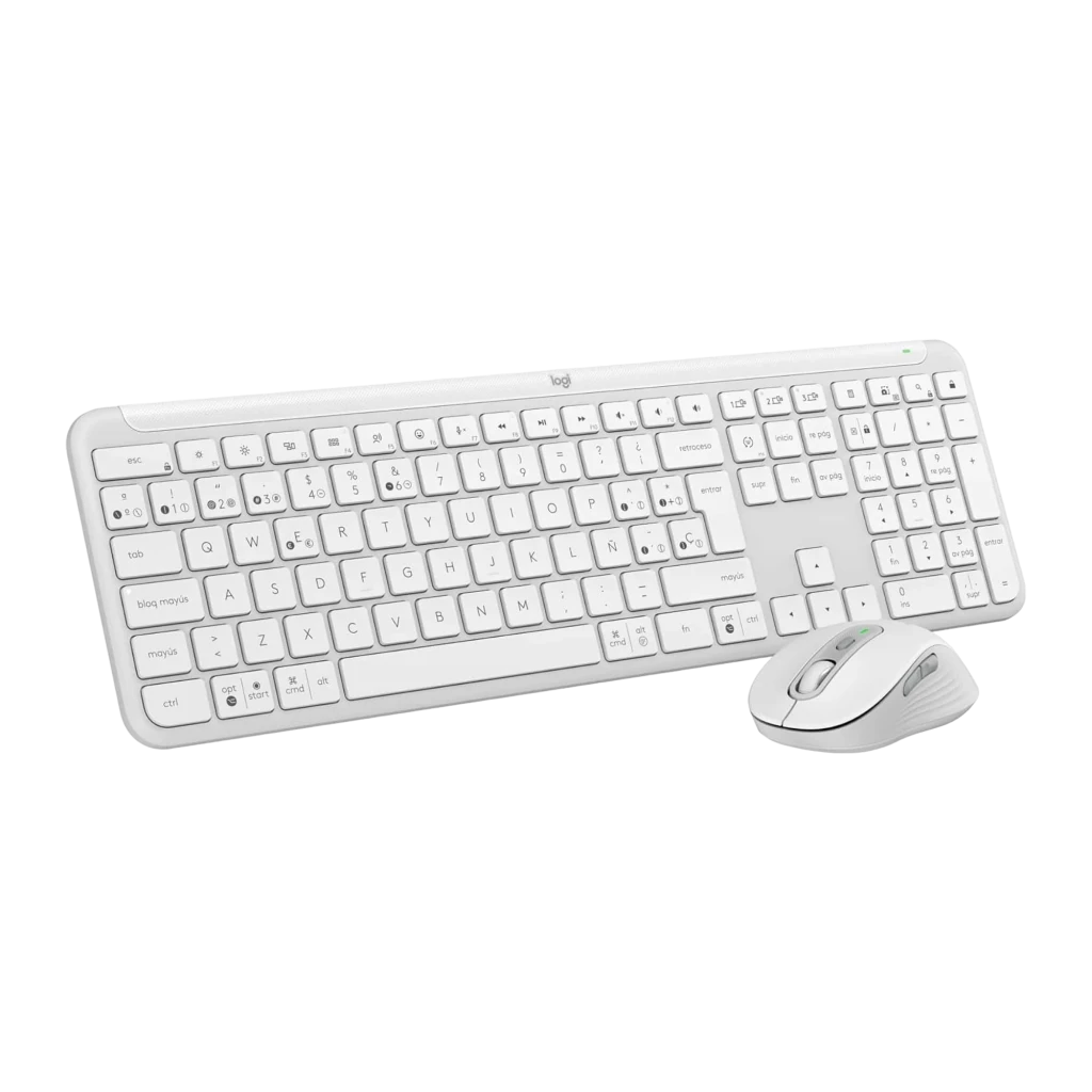 Logitech Signature Slim Combo MK950 Gris Clair, vue de dessus: clavier complet avec pavé numérique et souris sans fil - Ítem3