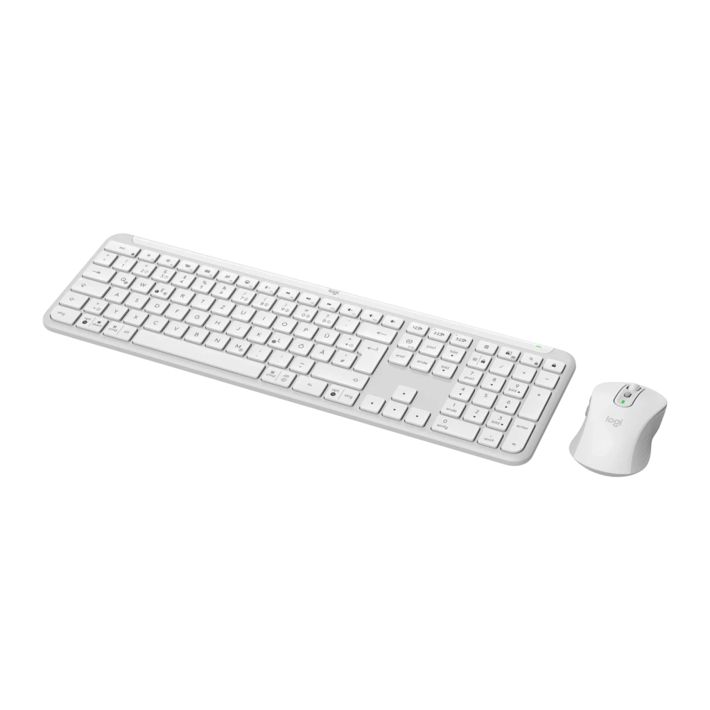 Logitech Signature Slim Combo MK950 Gris Clair, vue de dessus: clavier complet avec pavé numérique et souris sans fil - Ítem1