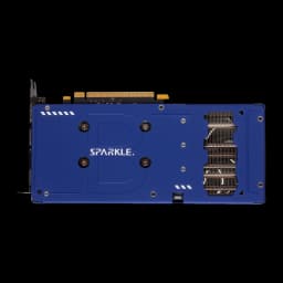 SPARKLE Intel Arc B580 Guardian 12GB azul, vista trasera: backplate azul con logo B, disipador lateral y conector PCIe