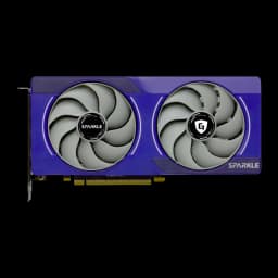 SPARKLE Intel Arc B580 Guardian 12GB azul, vista frontal: cubierta azul con dos ventiladores grises y logo SPARKLE