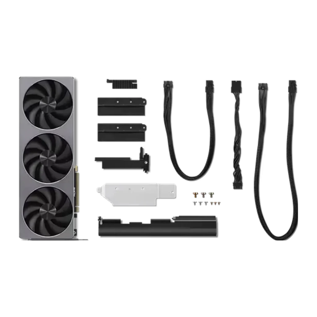 Lenovo NVIDIA GeForce RTX 5080 16GB Preto Cinza, conteúdo da caixa: placa com 3 ventoinhas, cabos, suportes e acessórios - Item1